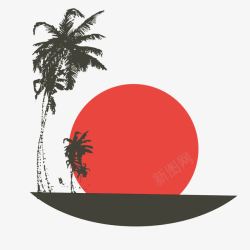落日椰子树椰子树剪影高清图片