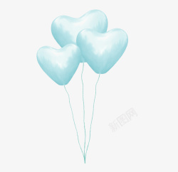 蓝色漂亮桃心气球素材