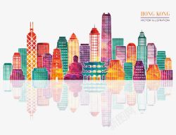 中国标志性建筑彩绘城市高清图片