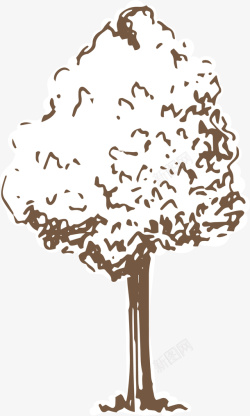 手绘速写树木风景树矢量图素材