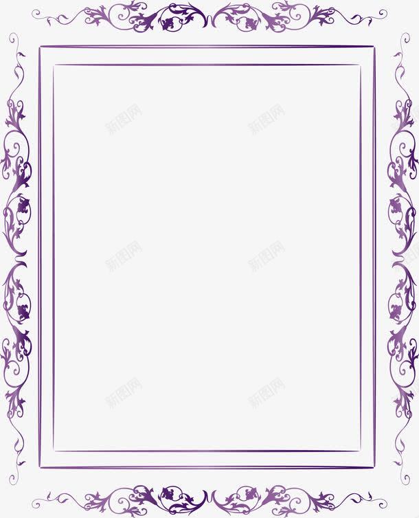 渐变紫色欧式花藤边框png免抠素材_88icon https://88icon.com 复古边框 欧式花藤 矢量png 紫色线条 紫色花藤 线条边框
