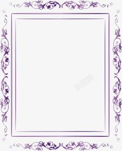 渐变紫色欧式花藤边框素材