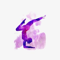 紫色水彩瑜伽素材