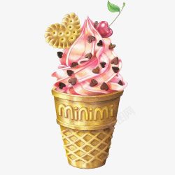 红色针线筒芋头冰淇淋手绘画片高清图片