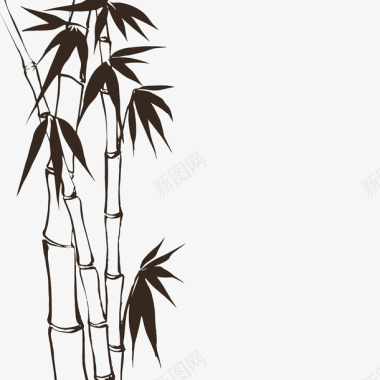 笔画手绘黑色竹子图标图标