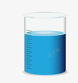 蓝色的烧杯卡通扁平化量杯高清图片