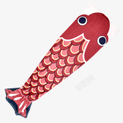 日本鲤鱼旗单个红色鲤鱼旗插图高清图片