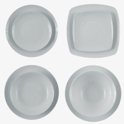 白色几何瓷器餐盘素材