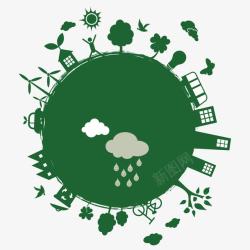 绿色环保树绿色地球环保出行生活剪影高清图片