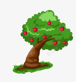 苹果树矢量卡通手绘一棵苹果树高清图片