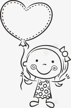 超级可爱小朋友拿着气球的小女孩图标图标