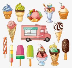 彩色冰淇淋雪糕等甜品素材