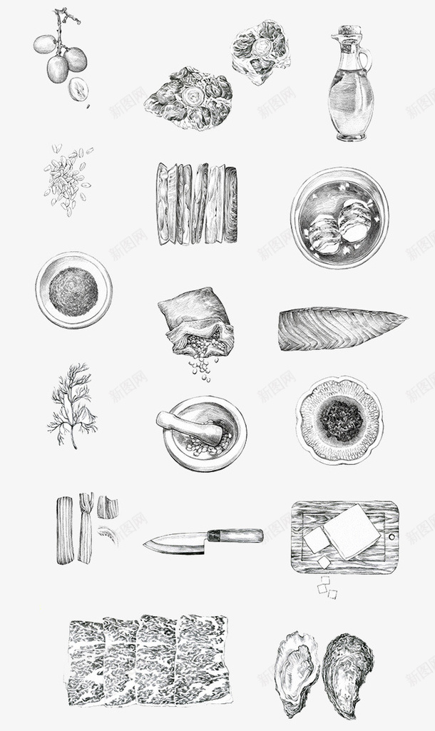 食物png免抠素材_88icon https://88icon.com 素描 美食 蔬菜 黑白