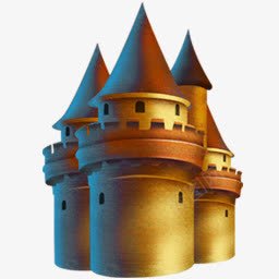 黄色卡通欧式城堡png免抠素材_88icon https://88icon.com 卡通 城堡 欧式 黄色