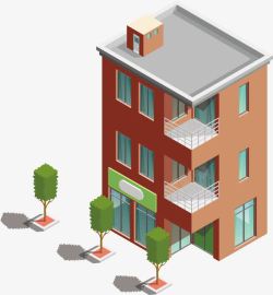 卡通简约3d汽车样式简约宿舍楼3D地标建筑模型房矢高清图片