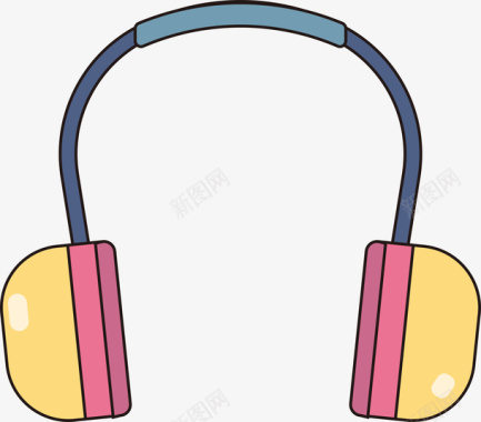 UI卡通手绘头戴式耳机小图标矢量图图标