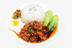 红烧大肠套餐米饭青菜素材