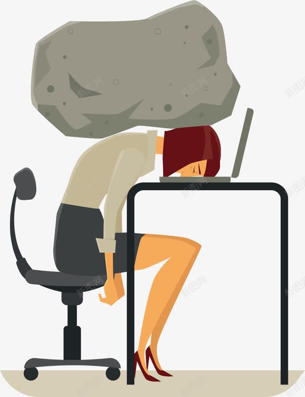 商务人士与压力矢量图ai免抠素材_88icon https://88icon.com 办公 压力 压力大 崩溃 崩溃的人物 矢量图 石头 职场人物 职场女性