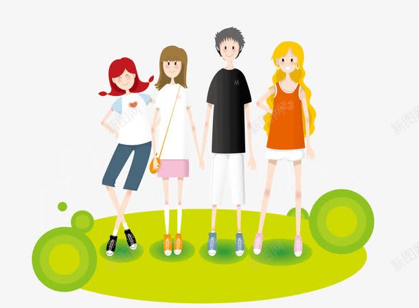 一群学生png免抠素材_88icon https://88icon.com 学生 男生女生 矢量素材 绿色 聚会 草地