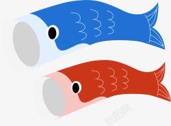 红蓝两色鲤鱼旗图案素材