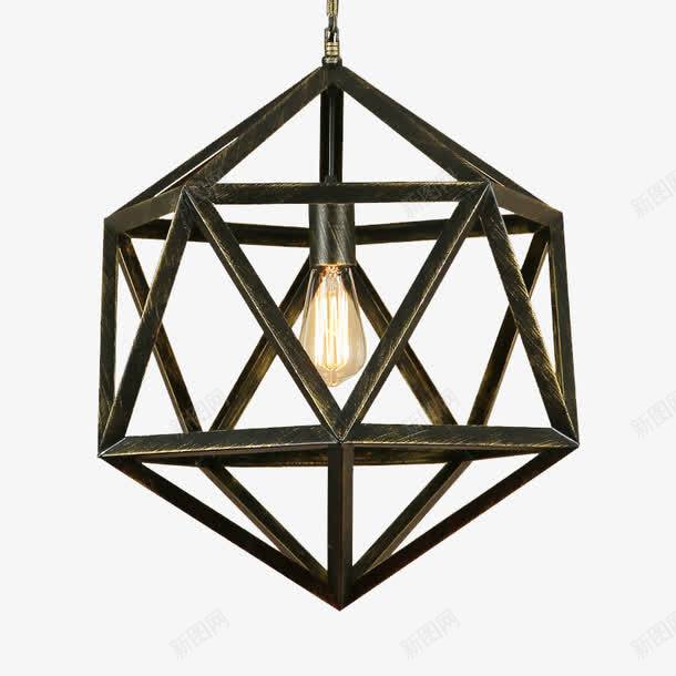 多边三角形球吊灯png免抠素材_88icon https://88icon.com png素材 产品实物 几何 灯具 铁艺 餐厅灯 黑色