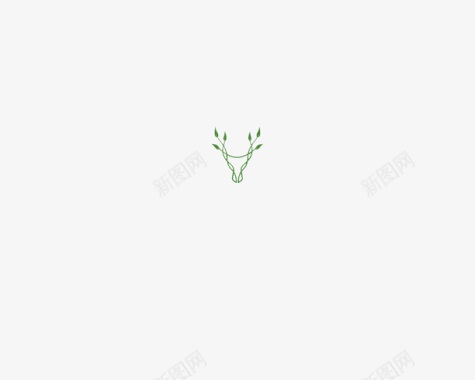 水墨清新树叶鹿角logo图标图标