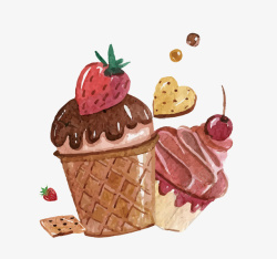 夏日冰淇淋夏日甜品文艺插画高清图片