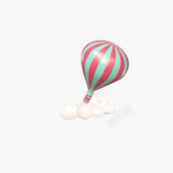 C4D立体彩色热气球装饰元素素材
