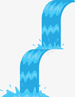 阶梯式蓝色流水瀑布矢量图素材
