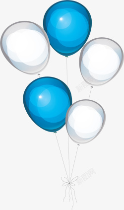 蓝白气球蓝白色节日气球束矢量图高清图片