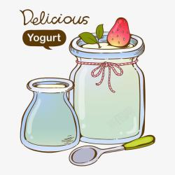 酸奶和草莓酸奶高清图片