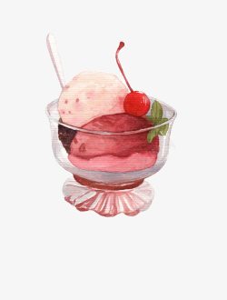 透明冰淇淋杯手绘冰淇淋蛋糕高清图片