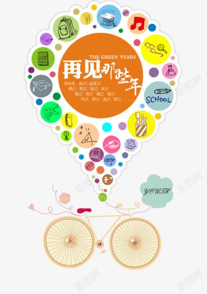 再见那些年png免抠素材_88icon https://88icon.com goodbye 学习用品 毕业季 礼物 自行车 青春