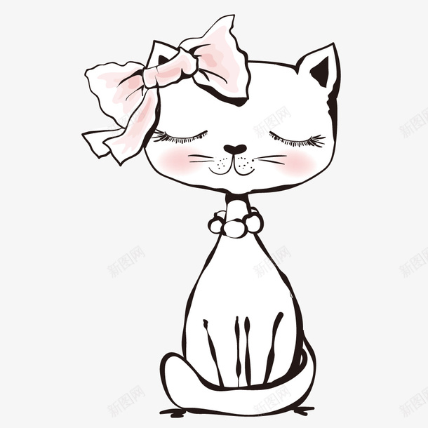 手绘卡通文艺范小猫png免抠素材_88icon https://88icon.com T恤设计 卡通小猫 带蝴蝶结小猫 手机壳贴纸 插画 文艺小猫 服装设计 笔记本封面设计