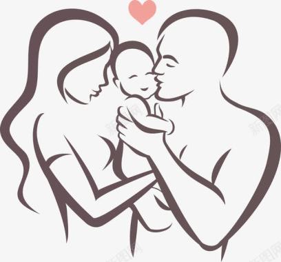 抱着婴儿的妈妈幸福家庭线条图图标图标