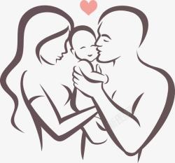 妈妈婴儿幸福家庭线条图图标高清图片