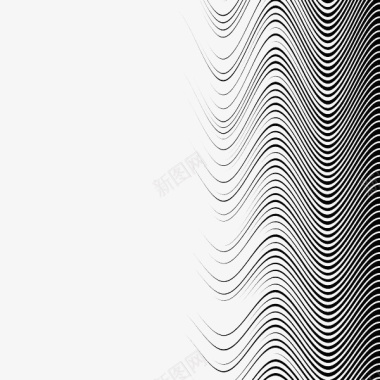 波浪线手绘渐变黑色曲线图标图标