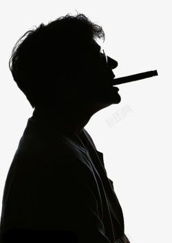 剪影抽烟的男人素材
