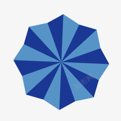 蓝色条纹图案太阳伞俯视图素材