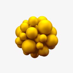 黄色三维分子球背景素材