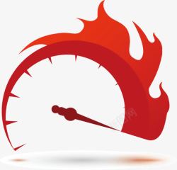 时钟刻度红色火焰仪表盘矢量图高清图片