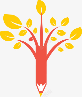 矢量创意小鸟树木创意铅笔形状教育logo图标图标