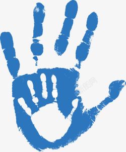 手掌印素材蓝色手印矢量图高清图片