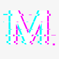 紫色字母抖音风格英文字母M高清图片