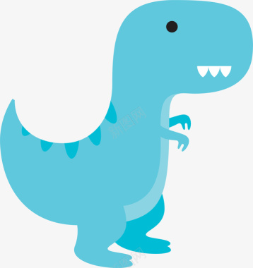 扁平化恐龙侧视图蓝色龙宝宝装饰图标图标