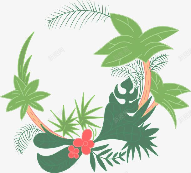 热带植物边框png免抠素材_88icon https://88icon.com 树叶边框 棕榈叶 椰子树 热带植物 矢量素材