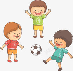 开心踢球儿童节踢足球的男孩高清图片