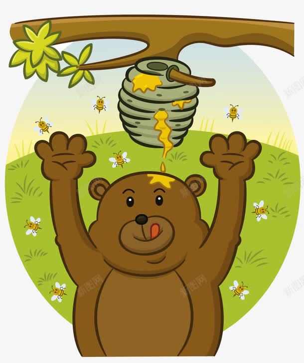 卡通偷蜂蜜的熊png免抠素材_88icon https://88icon.com 偷蜂蜜的熊 偷蜜吃 卡通 幼儿画册插画