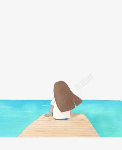 孤独女人海边孤单的背影高清图片