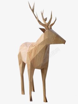 壮观艺术雕塑木制雕刻梅花鹿高清图片